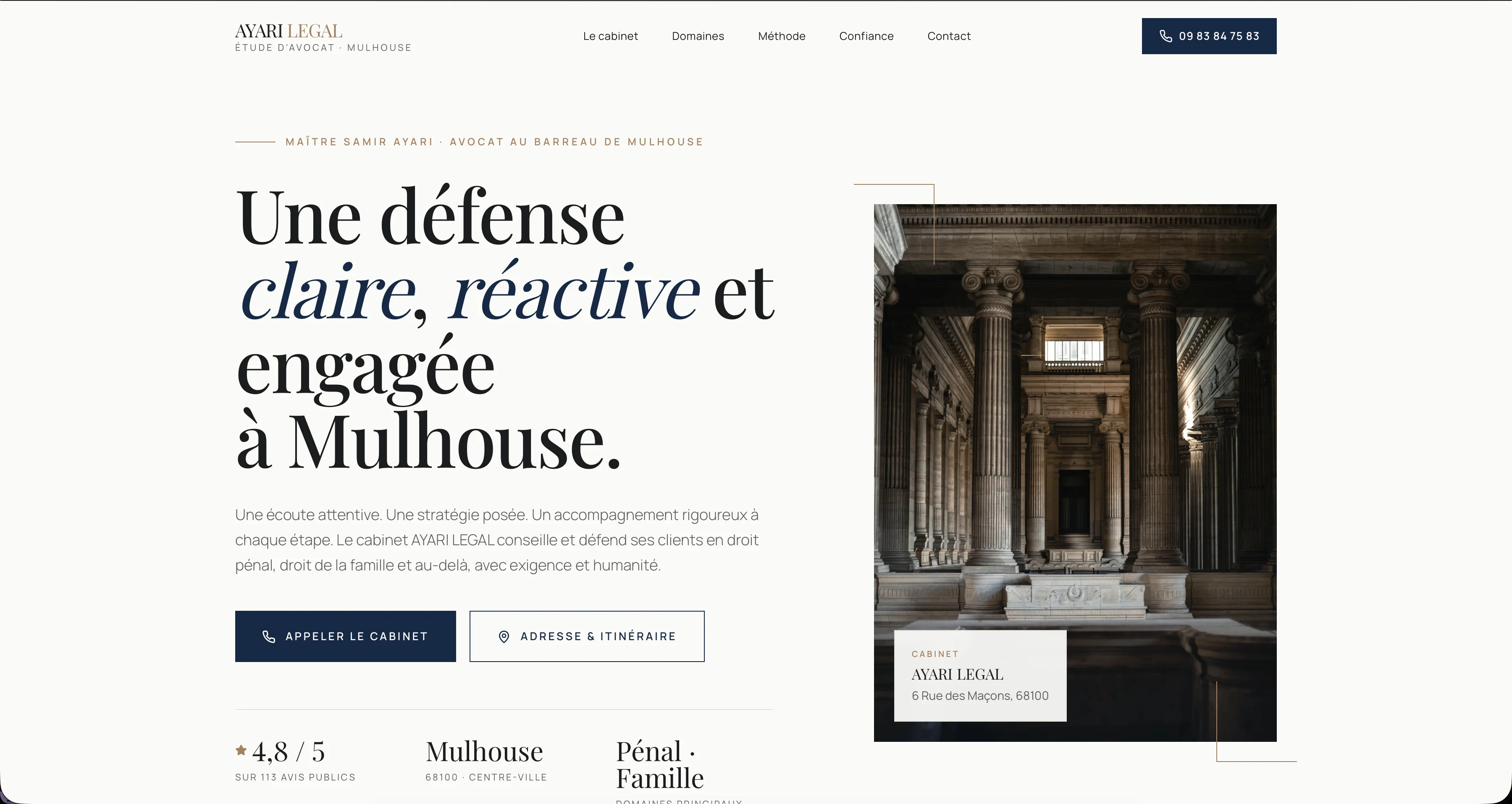 Exemple de site internet pour cabinet d'avocat réalisé par Belvédère