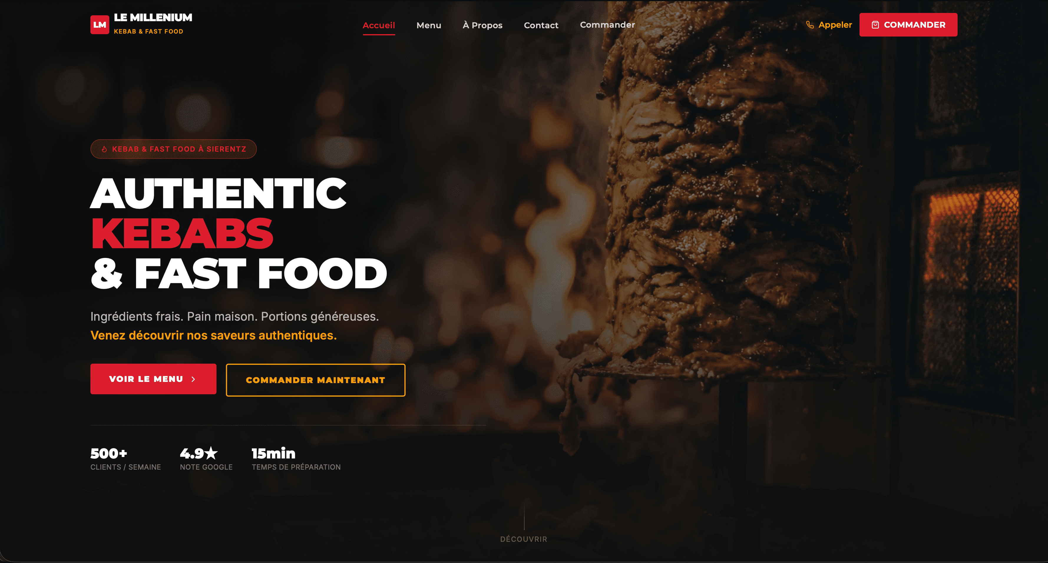 Exemple de site vitrine pour restaurant créé par Belvédère
