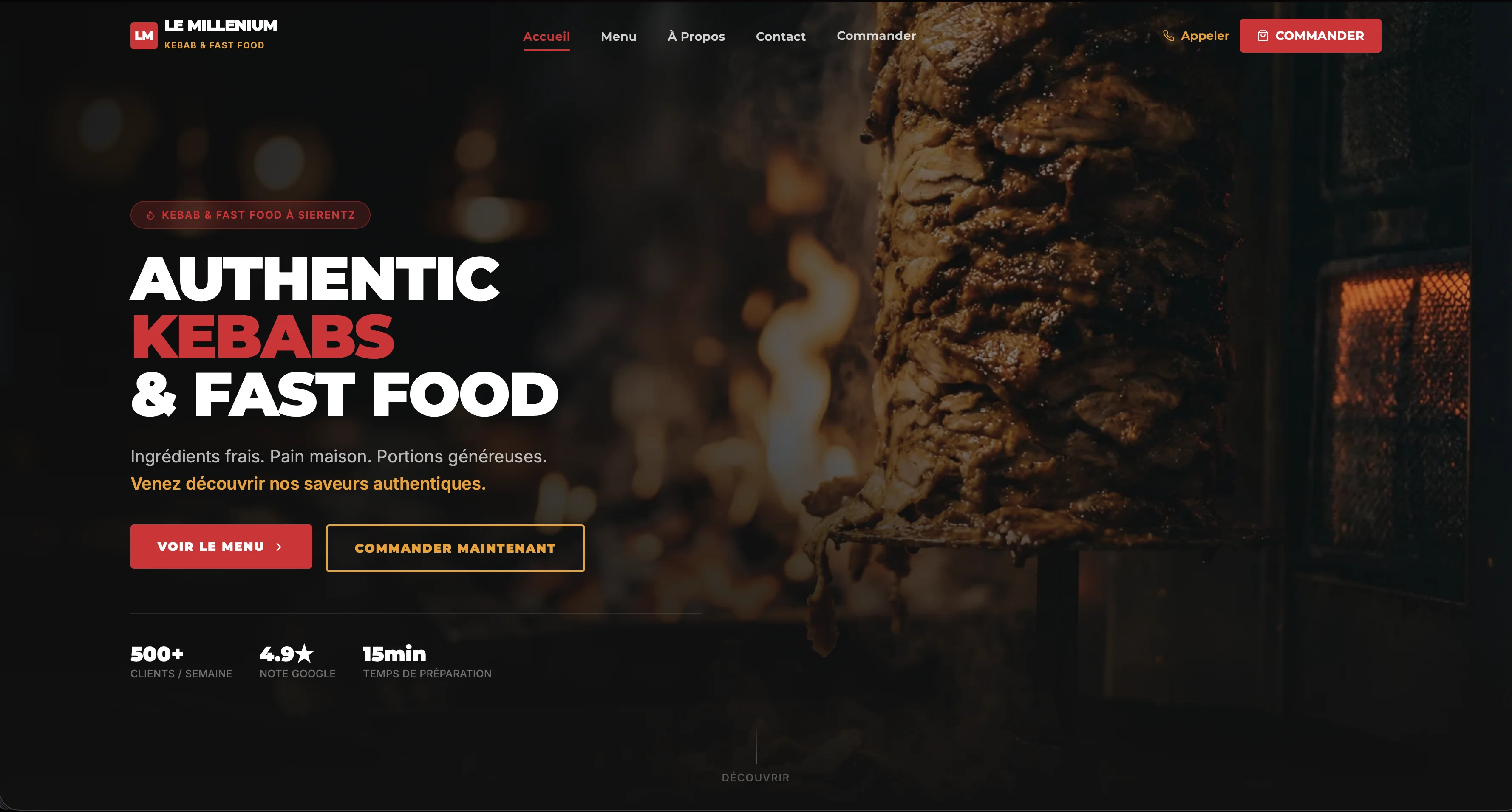 Exemple de site vitrine pour restaurant créé par Belvédère
