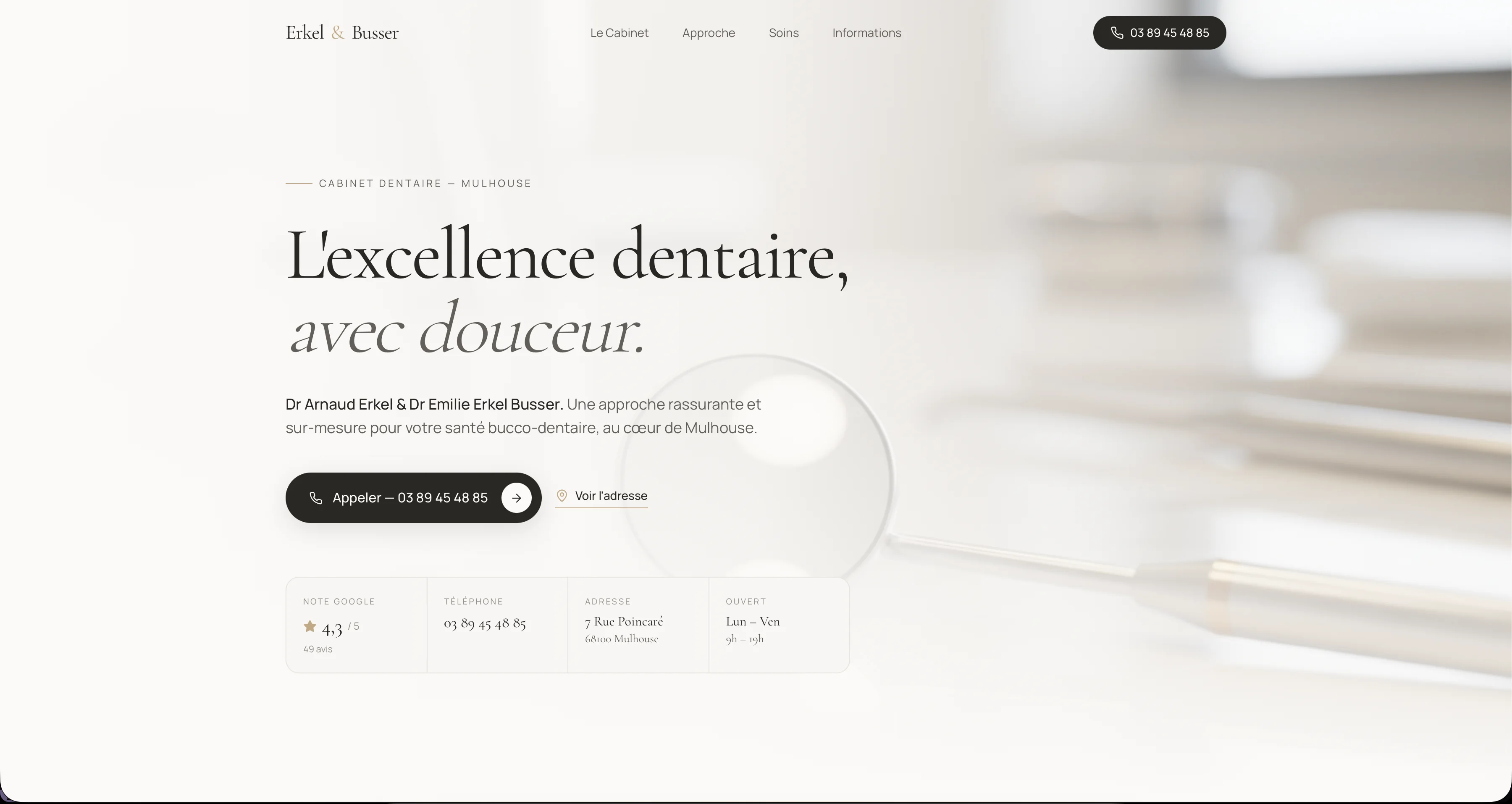 Exemple de site vitrine pour cabinet dentaire réalisé par Belvédère